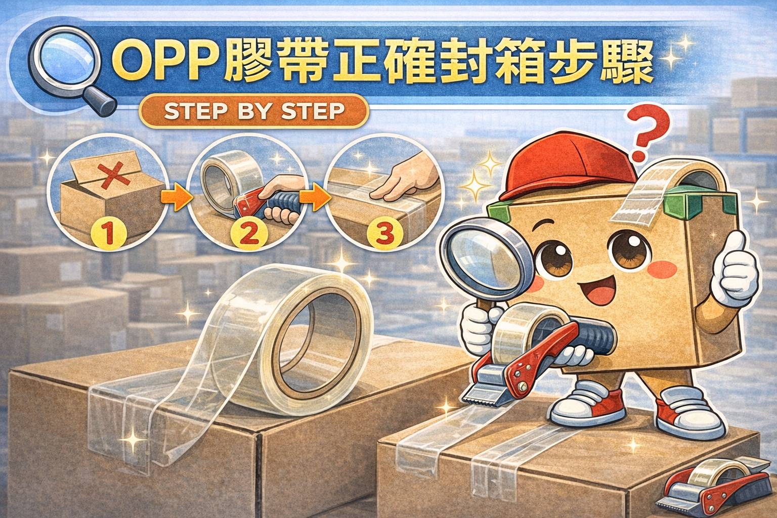 OPP 膠帶正確黏法 vs 錯誤黏法